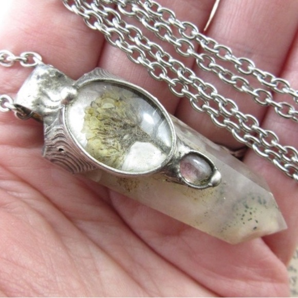 Jewelry - Flower Agate necklace featuring Yarrow & Pink Tourmaline